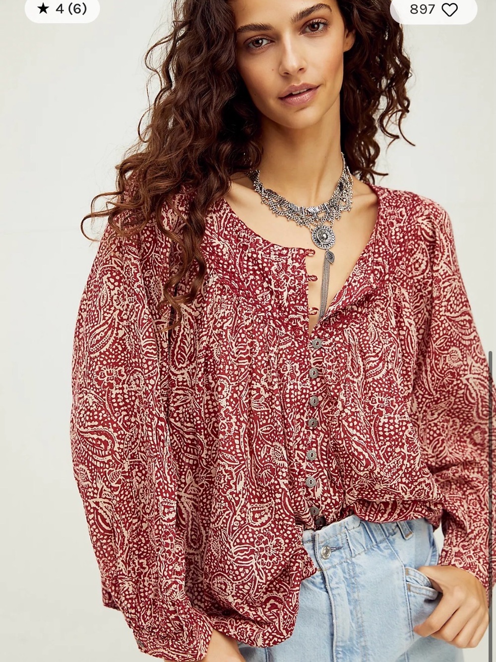 Free people Boho Paisley Top